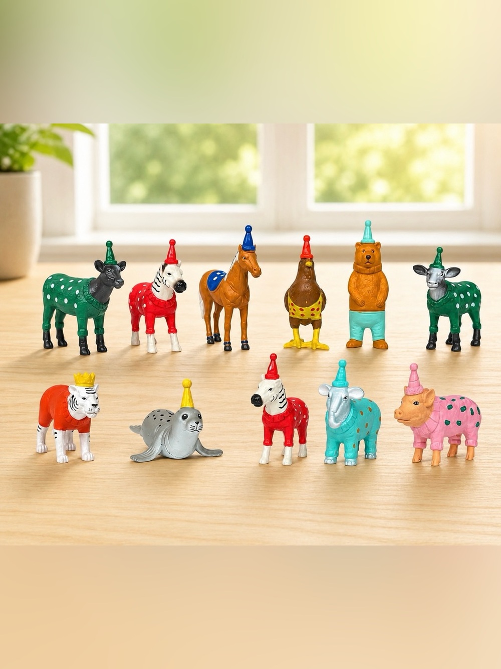 Ankyo Party Animals Figures Birthday Cake Topper Lot Of 11 Cows Zebras Pig Tiger